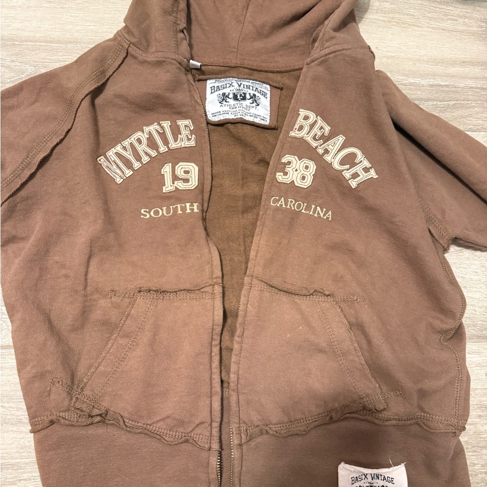 Vintage Brown Kids Zip-Up Hoodie